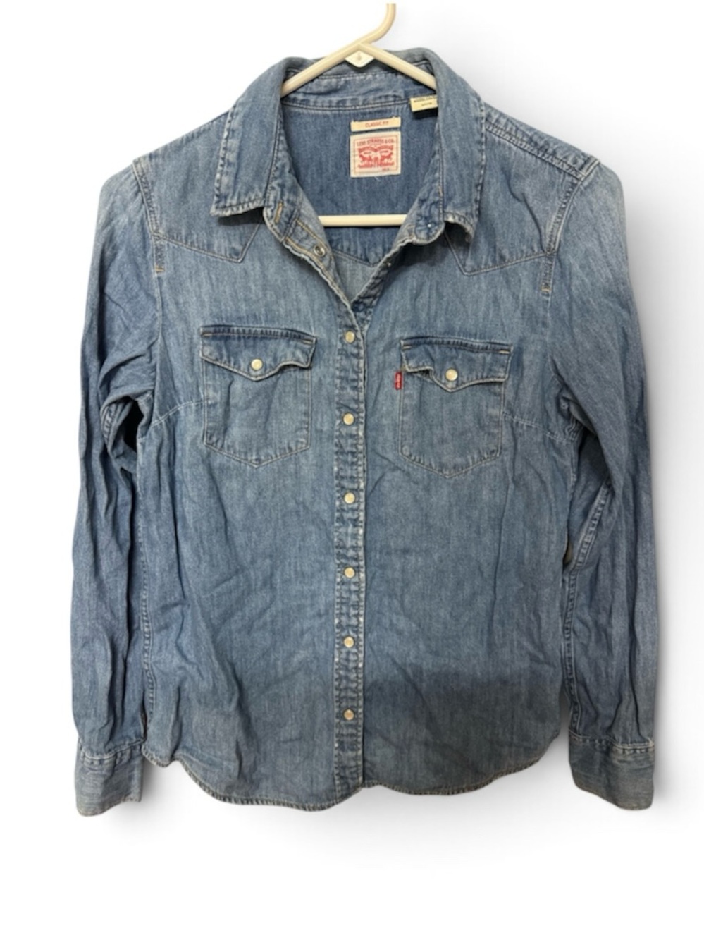 Levi's Women’s Small Blue Denim Western Button-Down Shirt